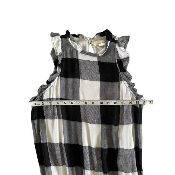 Cloth & Stone Buffalo Check Romper Black White Anthropologie Small Pockets $128 - Picture 10 of 12